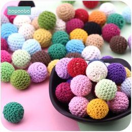 Baby Teethers Toys Bopoobo 20mm 10pcs Wooden Crochet Beads Chewable DIY Teething Knitting Jewellery Crib Sensory Toy Teether 221107