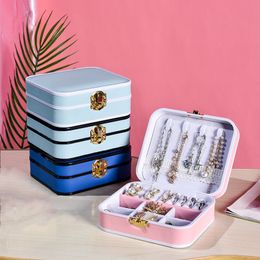 Portable Jewellery Storage Box Travel Organiser Necklace Boxes Earring Ring Jewellery Organisers Display