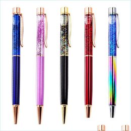 Ballpoint Pens Student Ballpoint Flow Oil Crystal Gold Pen Creative 1 0Mm Black Ink Glitter Writing Pens Drop Delivery Office School Dhpod