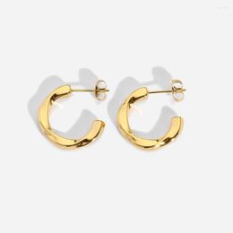 Hoop Earrings Waterproof Stainless Steel Stylish Small Twisted For Women Girls Gold Plated Mini Wave Stud Jewellery Gift