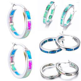 Hoop Earrings Fire Opal Circle Trendy Women Colourful Round Earring Jewellery Charming Crystal Stone Daily Wear