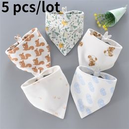 Bibs Burp Cloths Baby Triangle Double Cotton Cartoon Print Saliva Towel Boys Girls Feeding Apron 221107