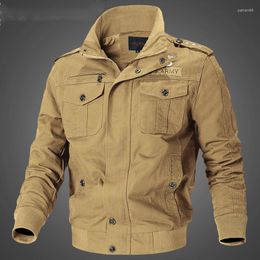 Men's Jackets Autumn And Winter Work Jacket Men's Spring Casual Multi-Pocket Large Size Loose Stand Collar