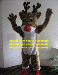 Christmas Plush Rudolph Reindeer Deer Mascot Costume Adult Cartoon Character Outfit Suit Major Events Upacara Penutupan zz7755