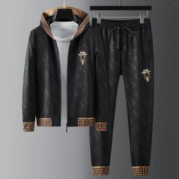 Men's Tracksuits 2023 Sports Suit Men's Fashion Korean Style Pair With Handsome Autumn Winter Casual Cardigan Two Piece Set