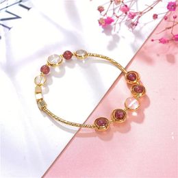 Strand Natural Strawberry Quartzs Beads Bracelet For Women Crystal Bracelets Elegant Gift Handmade Lucky Charms Jewellery B436