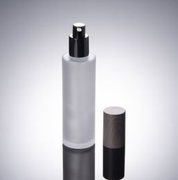 100pcs 100ML grind glass emulsion bottle creative wooden cover cosmetics packaging bottle