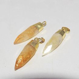 Pendant Necklaces Natural Yellow Crystal Stone Jewellery Making Femme 2022 Long Lots Gold Plating Cap Big Aura Quartz Citrines Stones