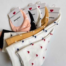 Socks Hosiery Long Cute Socks Women Cotton Love Heart With Print Kawaii Beautiful Ladies Designer Socks High Art Warm Sokken Femme Calze T221102