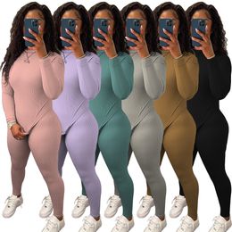 Strench Two Piece Pants 2Pcs Outfits Tracksuits Women Casual Pullover Top and Bottoms Set Free Ship