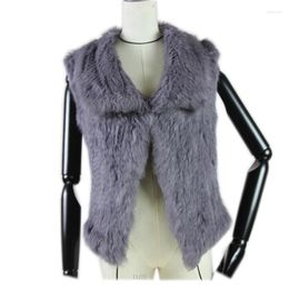 Women's Vests 2022 Real Knitted Fur Vest For Women Genuine Waistcoat Natural Outwear Winter