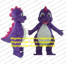 Purple Dino Dinosaur Mascot Costume Adult Cartoon Character Outfit Suit Society Activities Stage Performance zz7831