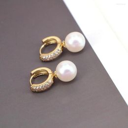 Hoop Earrings 3Pairs Fashion Gold Cz Geometric Natural Pearl Drop Earring For Women