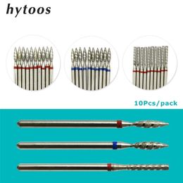 Nail Art Equipment HYTOOS 10Pcs Tornado Flame Drill Bits Diamond Cutters for Manicure Cuticle Clean Burr Mill s Accessories Tool 221107