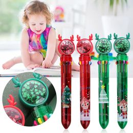 Christmas Ten-color Ballpoint Pen Cute Press Ballpoint Pens Holiday Kid Gift Home Xmas Ornament