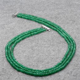 Pendants Fashion Style 3 Rows Natural Stone 2X4mm Green Aventurine Abacus Beads Necklace Accessories Woman Jewelry Making 17-19inch Y667