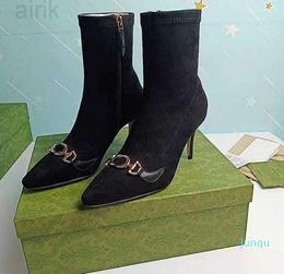 Luxury Designer Women's Canvas Bootie Stiletto Boots Brown Booties Shoes