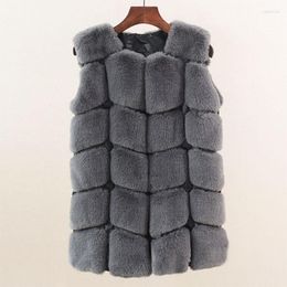 Women's Fur Coat Winter Woman 2022 Fashion Casual Warm Slim Sleeveless Faux Gilet Clothes Women Long Vest B013