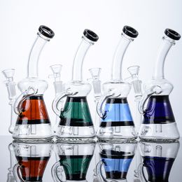 Inline Perc Glass Bongs Hookahs Beaker Bong Klein Recycle Water Pipes Smoking Bong 14mm Female Joint Mini Oil Dab Rigs