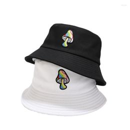 Berets 2022 Bucket-Hats Women Mushroom Print Fashion Men Panama Casual Fisherman Hat Couple Sun Protection Sunshine Beach Outdoor