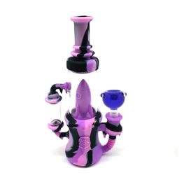 Rocket Silicone Glass Smoking Water Pipes Hookahs Bongs Recycle Filtration Silicon Chamber with Bowls 14mm Male Colors