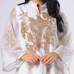Vestimenta de ropa étnica sequinas bordadas abaya para mujeres marroquí kaftan pavo árabe jalabiya blanca túnica islámica 2023 eid