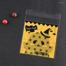 Gift Wrap 100pcs/set Halloween Cellophane Transparent Bags Pumpkin Ghost Self-adhesive Candy Cookie Clear Treat