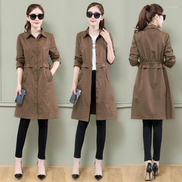 Women's Trench Coats 2022 Women Spring Coat Raincoat Thin Windbreaker Ladies Fashion Korea Single-breasted 967