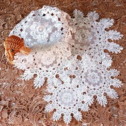 Table Mats Luxury Crochet Doilies Coffee Mug Embroidery Tablecloth Hollow Tea Cup Pad Cover Placemat For Wedding Banquet Party R012