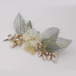 Headpieces HP055 Exquisite Wedding Bridal Headpiece Organza Leaves Flowers Bridesmaid Hair Comb Women Pageant Birthday Gift Accessories