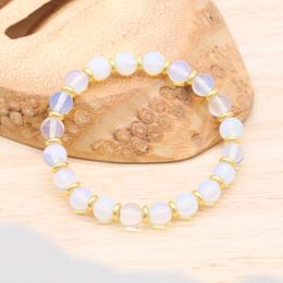 Strand Women Fashion White Opal Stone Bracelet Stretch Elastic Colorful Brown / Bule Sand Expandable Rope Jewelry For GB016