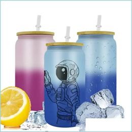 Tumblers 16Oz Sublimation Glass Tumbler Cold Water Colour Changing Beer Can Shaped Cups With Bamboo Lid And St Mug Drop Delivery 2021 Dh8Ua