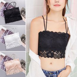 Bustiers & Corsets Summer Women Lace Tube Tops Sexy Female Bralette Bra With Pad Solid Color Wrapped Chest Tanks Crop Girl Underwear