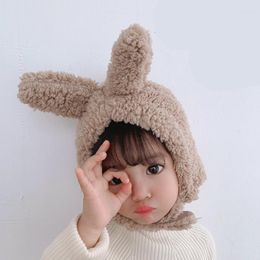 Hair Accessories Baby Ear Cap Kids Lambswool Hat Warm In Autumn Winter Infant Cute Plus Cashmere Hedging Bear Cartoon Hats Headwrap