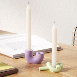 Candles Boowan Nicole Creative Knot Concrete Candle Holder Mould Silicone for Cement Artsy Candlestick Making Mould 221108