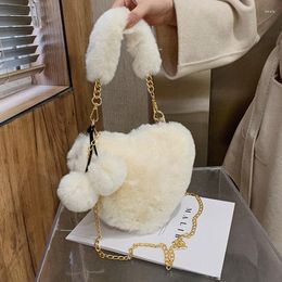 Evening Bags YoReAi Faux Fur Winter Women Handbags Cute Plush Ladies Heart Shaped Shoulder Female Clutch Love Messenger Bag