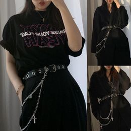 Belts Gothic Punk Women Pants Jeans Waist Chain With Metal Cross Butterfly Pendant Harajuku Hip Hop Street Trousers Belt Necklace