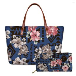 Evening Bags Brand Polynesian Flower Print Shoulder For Women Luxury Handbags&Wallet Set Casual Tote Lady Top-Handle Bag Bolsa Feminina