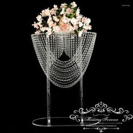 Party Decoration 4PCS Crystal Centerpiece For Wedding Event Acrylic Flower Stand Clear Chandelier Garlands