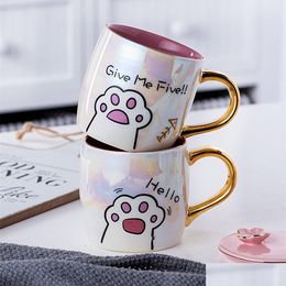 Mugs Cartoon Ceramics Cat Mug With Lid And Spoon Coffee Milk Mugs Cute Creative Breakfast Cup Valentines Day Wedding Birthday Gift T Dhysp