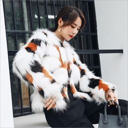 Women's Fur Fashion Short Gradual Faux Coat Long Sleeve Winter Warm Cardigan Cropped Jacket Fluffy Coats Thick Outerwears Overcoat