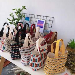 Evening Bags Wrinkle Hand Female Fashion Floral Handbag Environmental Lunch Box Bag Small Foldable Shopping Outdoor Picnic Pouch