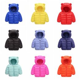 Kids Designer Clothes Boys Winter Down Coat Baby Ears Lovely Cotton-padded Jacket Girls Solid Light Outwear Newborn Boutique Clothes BC165