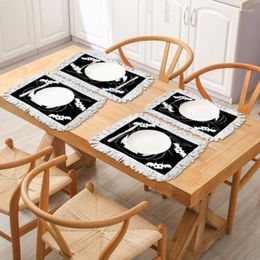 Table Mats Halloween Home Tablecloth Mat Potholder Placemat Coasters Pad Set Tray Decorations Kitchen Accessories