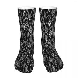 Men's Socks Black OG Handkerchief Bandana Paisley Pattern Bohemia Hippie Sock Men Women Polyester Stockings Customizable Design