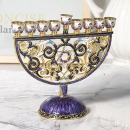 Candle Holders Enamel Menorah Candelabrum Antique Candlestick Holder Home Decor Gift