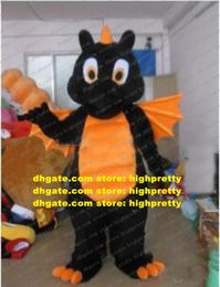 Black Dragon Dinosaur Dino Mascot Costume Adult Cartoon Character Outfit Suit Routine Press Briefing Mega-event zz7865