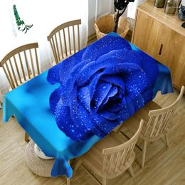 Table Cloth Christmas Tablecloth 3d Blue Gold Rose Home Decoration Waterproof Thicken Cotton Rectangular Round For Wedding Party