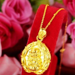 Pendant Necklaces Hi Vintage Women's Gold Fo 24K Necklace For Party Jewelry With Chain Choker Birthday Gift Girl Sporty