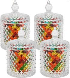 Storage Bottles Luxury Candy Jar Glass Container Crystal Diamond For Kitchen Living Bathroom Home Decor Candle Making Containers